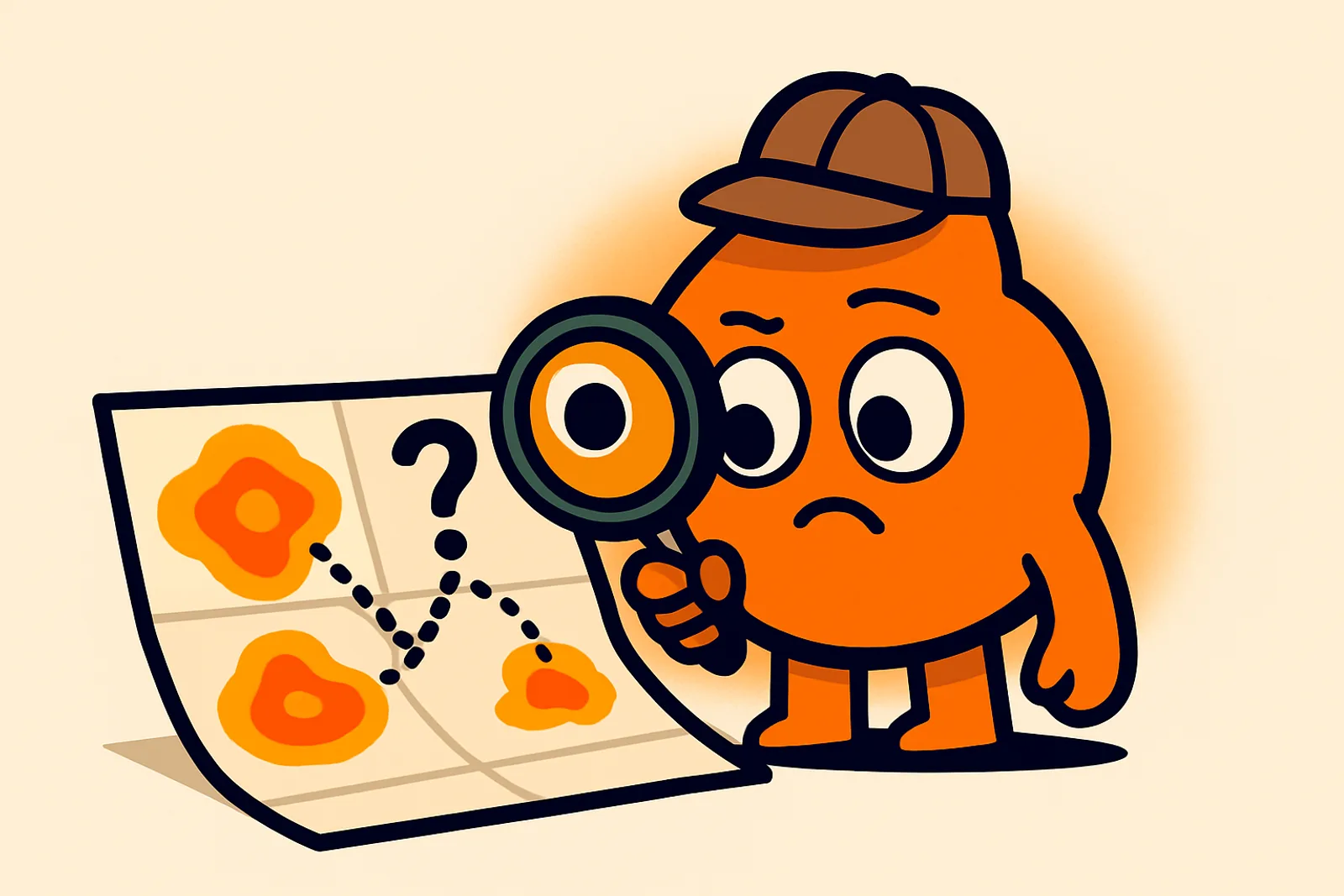 Ash investigates a map with heat spots to understand user behavior motives — strategy