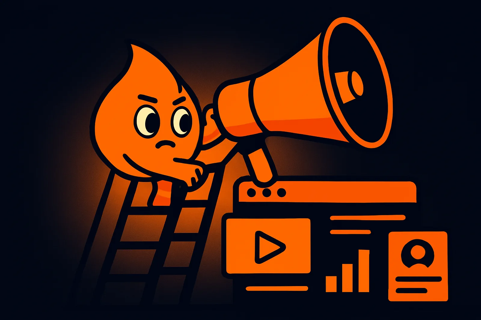 Ash adjusts a megaphone to project honest website feedback effectively.