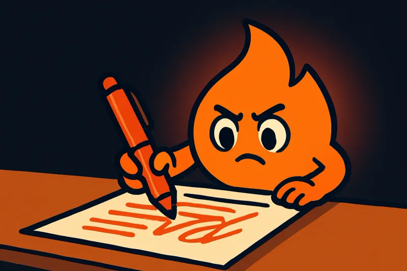 Ash writing a review brief with a giant pen to ensure useful feedback — how-to