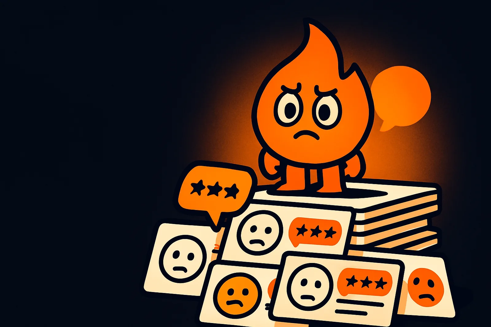 Ash atop seven review cards highlighting common conversion complaints